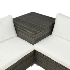 4pc Wicker Patio Conversation Set With Cushions - Gray/Beige - GODEER -Crosley shop GUEST 7d209326 02da 4c8d ae23 e8007825a4ec