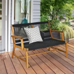 Costway 2-Person Patio Acacia Wood Bench Loveseat Chair Garden Furniture BlackGreyTurquoise 17 Costway 2-Person Patio Acacia Wood Bench Loveseat Chair Garden Furniture BlackGreyTurquoise -Crosley shop GUEST 7d70b28e 5e3e 4658 b44d e41eb10aa69b