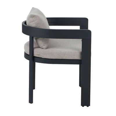 7-Piece Outdoor Patio Dining Set With Aluminum Chairs And Light Gray Cushions, Acacia Wood Table For Backyard Or Garden Dining - Maison Boucle 4 7-Piece Outdoor Patio Dining Set With Aluminum Chairs And Light Gray Cushions, Acacia Wood Table For Backyard Or Garden Dining - Maison Boucle - Image 4