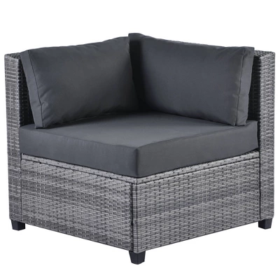 7pc Outdoor Set With Rattan Sofa & Cushions - Gray - GODEER 9 7pc Outdoor Set With Rattan Sofa & Cushions - Gray - GODEER - Image 9
