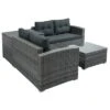 4pc Wicker Patio Set With Large Storage Box & Cushions - Gray - GODEER