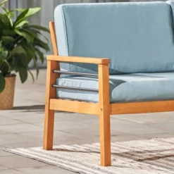 Gloucester Contemporary Wood Patio 2-Seater Sofa - Vifah