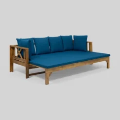 Long Beach Acacia Wood Extendable Patio Daybed Sofa Teak - Christopher Knight Home -Crosley shop GUEST 7fd38c6d 582c 478b bcc5 33951a514599
