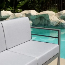 3-Seat Outdoor Patio Sofa Couch Chair Patio Aluminum 5" Thick Cushions (Grey) -Crosley shop GUEST 800555a3 0af0 4044 94d2 78a453a52774