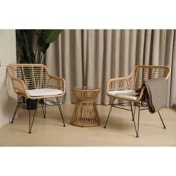 3pc Wicker Bistro Set - Brown/Beige - GODEER