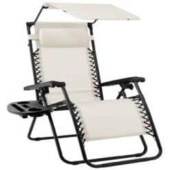 Best Choice Products Folding Zero Gravity Recliner Patio Lounge Chair W/ Canopy Shade, Headrest, Tray -Crosley shop GUEST 818b16cb b097 4384 b94d 602490233916
