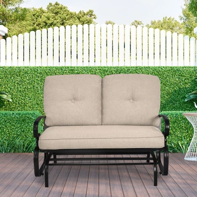 Costway 2-Person Outdoor Swing Glider Chair Bench Loveseat Cushioned Sofa 2 Costway 2-Person Outdoor Swing Glider Chair Bench Loveseat Cushioned Sofa - Image 2