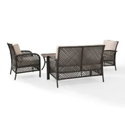 Tribeca 4pc Outdoor Wicker Conversation Set - Sand/Brown - Crosley -Crosley shop GUEST 82f69fbc e428 43d2 ba43 c2fbe5b0f7e7