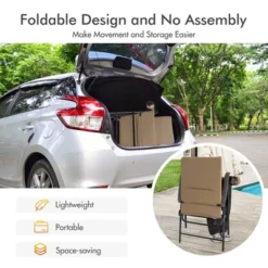 Costway Patio Padded Folding Portable Chair Camping Dining Outdoor Beach Chair GreyBrown -Crosley shop GUEST 83f4399d 5afc 4563 9469 a63044c8ebcf