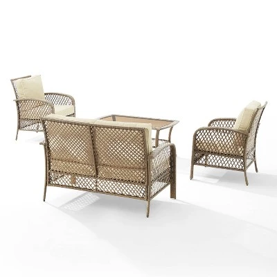Tribeca 4pc Outdoor Wicker Conversation Set - Sand/Driftwood - Crosley 8 Tribeca 4pc Outdoor Wicker Conversation Set - Sand/Driftwood - Crosley - Image 8
