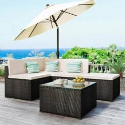 5pc Wicker Patio Conversation Set With Cushions - Black/Beige - GODEER 15 5pc Wicker Patio Conversation Set With Cushions - Black/Beige - GODEER -Crosley shop GUEST 842a7a15 37c1 4aa3 b64d 1708091850a9