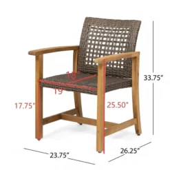 Christopher Knight Home Maris Rustic 5 Piece Outdoor Acacia Wood Rattan Dining Set With Slatted Table, Mocha/Teak -Crosley shop GUEST 867e7bc7 0356 4206 920d 3950a571486b