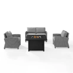 Bradenton 4pc Wicker Seating Set With Fire Table - Crosley 18 Bradenton 4pc Wicker Seating Set With Fire Table - Crosley -Crosley shop GUEST 867fcf75 aa98 4f99 a4c9 61abe84a4599