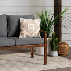 Saybrook Modern Metal And Wood Patio Loveseat - Gray/Dark Brown - Saracina Home -Crosley shop GUEST 86879b55 3938 4727 9563 eccc69fd1d33