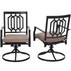 3pc Wrought Iron Patio Dining Set With Square Table With Umbrella Hole & Swivel Chairs - Captiva Designs -Crosley shop GUEST 86bc6053 5d98 4435 88f6 69c5517e089c
