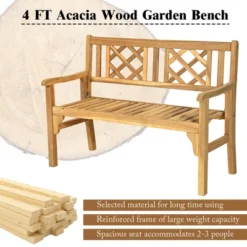 Costway Patio Outdoor Solid Wood Bench Folding Loveseat Chair Park Garden Deck Furniture -Crosley shop GUEST 86be3169 2b37 44b4 a0ee 51906ccd86d2