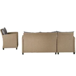 4pc Wicker Patio Conversation Set With Cushions - Beige/Brown - GODEER -Crosley shop GUEST 873b9fa5 d522 4d5a 9371 574a1bbff487