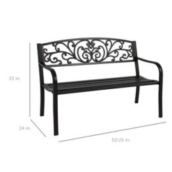Best Choice Products Outdoor Steel Bench Garden Patio Porch Furniture W/ Floral Design Backrest, Slatted Seat -Crosley shop GUEST 88b4beec 3cfc 4332 bf91 e291517346b2