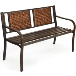 Costway Patio Garden Bench Steel Frame Rattan Backrest Park Yard Outdoor Porch Furniture 15 Costway Patio Garden Bench Steel Frame Rattan Backrest Park Yard Outdoor Porch Furniture -Crosley shop GUEST 88e656bd 906d 4adb b56e de11746bc438