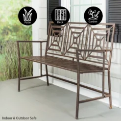 Evergreen Bronze Square Back Garden Bench -Crosley shop GUEST 895ba5f6 0033 4d3f b16f 9a1632e296d7