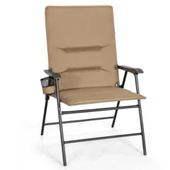 Costway Patio Padded Folding Portable Chair Camping Dining Outdoor Beach Chair GreyBrown -Crosley shop GUEST 89b1766b b63b 4aca a7a9 135ff275c913