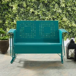 Bates Outdoor Loveseat Glider - Turquoise Gloss - Crosley -Crosley shop GUEST 8a9da4c7 b5a7 4691 aeac 571b2398185f