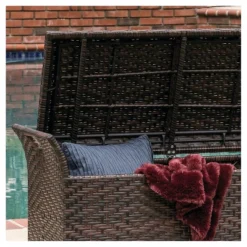 Wing Wicker Patio Storage Bench - Multi Brown - Christopher Knight Home -Crosley shop GUEST 8b1fdfe8 c482 434d 88a2 dbc0e1714b2e