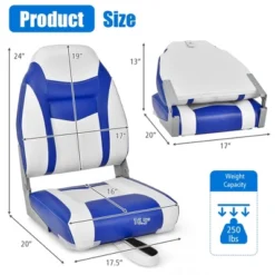 Costway High Back Folding Boat Seats W/ Blue White Sponge Cushion & Flexible Hinges -Crosley shop GUEST 8b66948f eedd 4918 857e 546c241fd49d