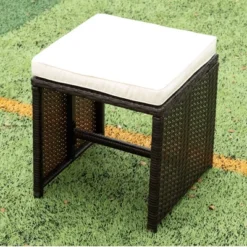 9pc Wicker Outdoor Dining Set With Cushion - Dark Brown/Beige - GODEER -Crosley shop GUEST 8ba6a2eb 3ee5 458d ad27 5d4d80a611fe