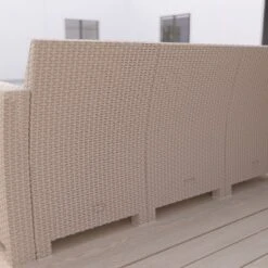 Merrick Lane Outdoor Furniture Resin Sofa Faux Rattan Wicker Pattern Patio 3-Seat Sofa With All-Weather Cushions -Crosley shop GUEST 8c834faf 3e4e 4700 9ddc 7ac1c8468f61