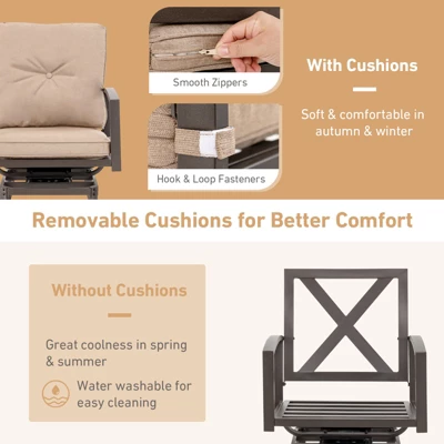 Tangkula Set Of 3 Swivel Bar Height Bistro Set Cushioned Table Stools Furniture Patio Outdoor 4 Tangkula Set Of 3 Swivel Bar Height Bistro Set Cushioned Table Stools Furniture Patio Outdoor - Image 4