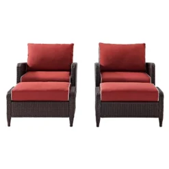Kiawah 4 Piece Outdoor Wicker Seating Set Sangria - Crosley