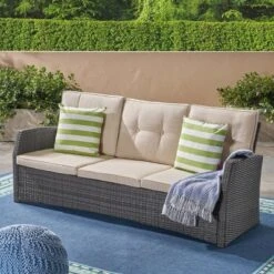 Sanger Wicker Sofa - Gray/Beige - Christopher Knight Home -Crosley shop GUEST 8f8dbec4 23bd 4091 bc14 c47d7a333dd7