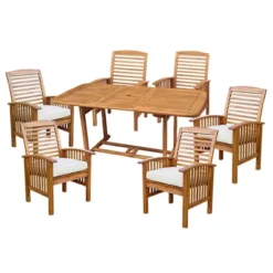 7pc Acacia Wood Patio Dining Set With Cushions - Saracina Home -Crosley shop GUEST 9072023e f892 4abd acae 5ef356f7347a