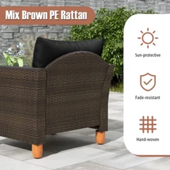 Tangkula 3 PCS Patio PE Wicker Furniture Set Outdoor Conversation Bistro Set W/ Cushions Black -Crosley shop GUEST 9083cede 0f44 49d5 a4d6 fa081e6f0e33