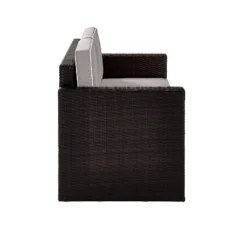 Palm Harbor Outdoor Wicker Loveseat In Brown With Gray Cushions - Crosley -Crosley shop GUEST 90989002 85e3 44ad 92ca f9be7286d42d