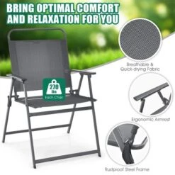 Costway 3PCS Outdoor Bistro Set Folding Table And Chairs Garden Deck Black -Crosley shop GUEST 9120c99c bb58 4a75 8795 2c7fa2c8ca97