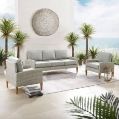 Capella Outdoor Wicker 3 Pc Sofa And Two Chair Set - Gray/Acorn - Crosley 15 Capella Outdoor Wicker 3 Pc Sofa And Two Chair Set - Gray/Acorn - Crosley -Crosley shop GUEST 91a87d4d 072f 4040 ad66 428d78738adb