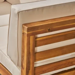 Oana 5pc Acacia Wood V-Shaped Sectional Sofa Set Teak/Beige - Christopher Knight Home -Crosley shop GUEST 92b45b4d ba81 46b3 9fad e6e0528c5999