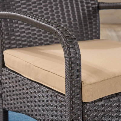 Cordoba 6pc Wicker Conversation Set - Brown/Tan - Christopher Knight Home 3 Cordoba 6pc Wicker Conversation Set - Brown/Tan - Christopher Knight Home - Image 3