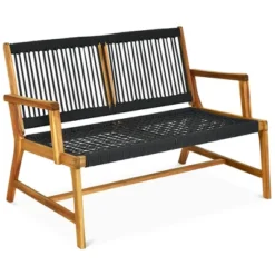 Costway 2-Person Patio Acacia Wood Bench Loveseat Chair Garden Furniture BlackGreyTurquoise 15 Costway 2-Person Patio Acacia Wood Bench Loveseat Chair Garden Furniture BlackGreyTurquoise -Crosley shop GUEST 9332401b 0b97 414a 9158 8e2363d3694c