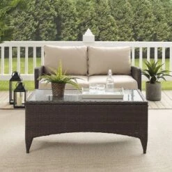 Kiawah 2pc Wicker Patio Seating Set - Sand - Crosley -Crosley shop GUEST 93c0ac88 f9d2 40c5 a07a 9d6a5ac7a5fa