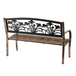 Evergreen Metal Coneflower Bench -Crosley shop GUEST 93df47a3 7f92 4e73 8386 267f5f1cf8ce