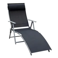 Outsunny Steel Fabric Outdoor Folding Chaise Lounge Chair Recliner With Portable Design & 7 Adjustable Backrest Positions -Crosley shop GUEST 93e2b606 13f5 4923 83bd f7008267c910