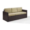 Palm Harbor Outdoor Wicker Sofa In Brown With Sand Cushions - Crosley