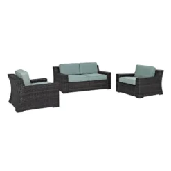 Beaufort 3pc Outdoor Wicker Seating Set With Loveseat & 2 Arm Chairs - Mist - Crosley 8 Beaufort 3pc Outdoor Wicker Seating Set With Loveseat & 2 Arm Chairs - Mist - Crosley -Crosley shop GUEST 95804f30 7a06 4169 86ec 2b6a0be9c5ae