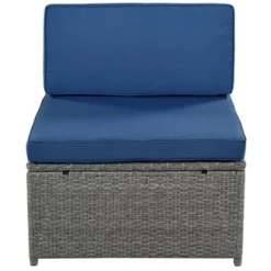 9pc Wicker Patio Conversation Set With Cushions - Blue - GODEER -Crosley shop GUEST 95828255 b345 4365 8e5c 434e44805abf