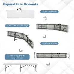 Costway 6 FT Portable Folding Bench Outdoor Picnic Bench 550 Lbs Limited For Dining -Crosley shop GUEST 95ba571a 252e 4fb3 8542 fc01222892b0