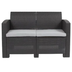 Flash Furniture Faux Rattan Loveseat With All-Weather Cushions -Crosley shop GUEST 965cc242 235c 4694 b190 b85539f5c123