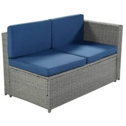 9pc Wicker Patio Conversation Set With Cushions - Blue - GODEER -Crosley shop GUEST 96706228 a80a 4bc7 854e a5902361c4b7
